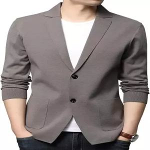 여성 남성 노치 라펠 코튼 가디건 스웨터 투 버튼 클로저 니트웨어