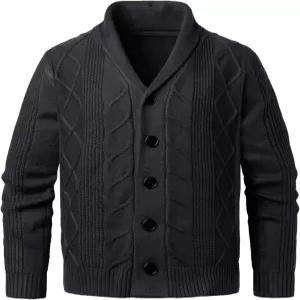 베리엘라이트 남성 숄 칼라 가디건 니트 버튼 다운 스웨터 긴팔 브이넥 스웨트셔츠 가을 겨울용