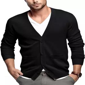 퀄포트 남성 가디건 100 면 스웨터 브이넥 버튼 다운 니트 아우터 포켓 패션 2026