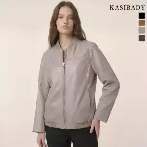 카시바디 프리미엄 양가죽 니트넥 집업 레더 자켓 457243