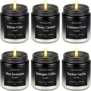 가정용 6팩 남성 캔들 소이 왁스 200시간 지속력 생일 발렌타인 크리스마스 기념일 선물 세트