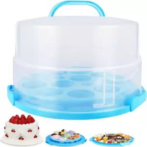 뚜껑과 손잡이가 있는 12인치 톨 케이크 운반 컵케이크 초대형 대형 캐리어 용기 휴대용 파이