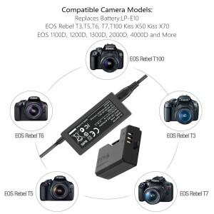 DR-E10 LP-E10 LP E10 Canon EOS 1100D 카메라용 호환 AC 전원 공급 장치 어댑터가  더미 배터리