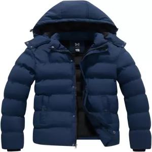 KVE 남성 후드 겨울 코트 따뜻한 패딩 재킷 두꺼운 퀼팅