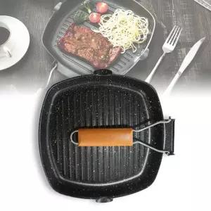 손잡이 접이식 캠핑 후라이팬 가정용 사각 프라이팬