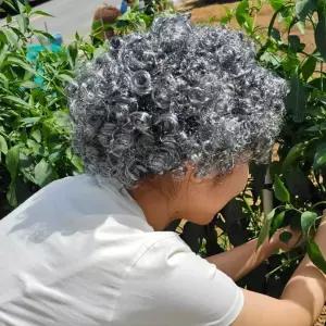 뽀글머리 할머니 가발 촌캉스 흰머리 백발 분장용