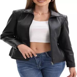 치궈 여성용 인조 가죽 재킷 오토바이 패션 집업 코트 트렌디한 외출