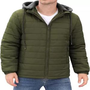 탈부착이 가능한 후드 경량 방수 풀 지퍼 겨울 코트 단열 패딩 재킷 HEEKPEK 남성용