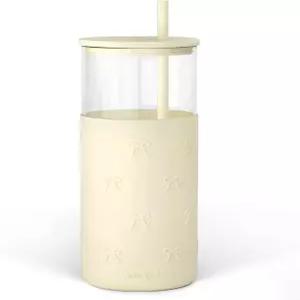 빨대와 뚜껑이 달린 샌드제스트 유리 텀블러 실리콘 슬리브가 물병 20온스 스무디 스 커피 컵 여성 청소년