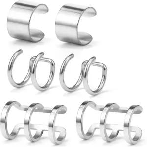 루이판 스테인리스 이어 커프 피어싱 금지 가짜 클립온 연골 귀걸이 세트 여성 남성 6pcs