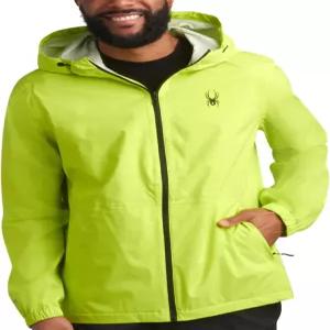 스파이더 남성 레인 재킷 - 방수 경량 후드 윈드브레이커 골프 하이킹 및 아웃도어용 아우터 재킷(S-XL)