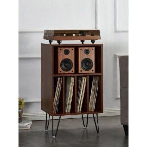 LP 수납장 원목 레코드판 호두나무색 카페 엘피장 레스토랑 선반