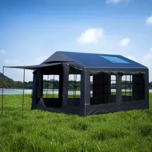 풍선형 대형 텐트 핸드 펌프 방수 기능이 있는 폭파 4시즌 에어 럭셔리 블랙 옥스포드 캐빈 글램핑 하우스