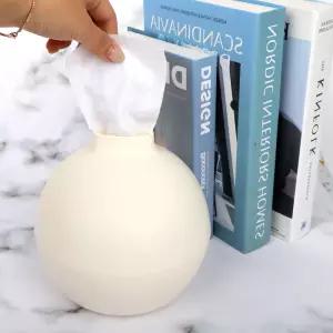 욕실용 원형 두루마리 휴지케이스 화이트 보관함