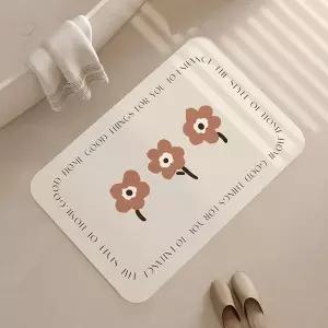 TBZ 플라워 구조토 화장실발매트 주방발판 딥브라운