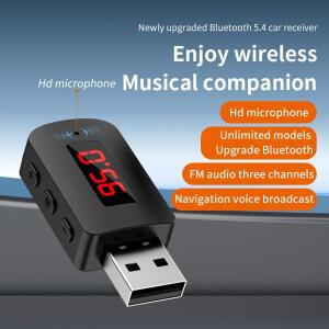 자동차 차량용 호환 블루투스 5.4 수신기 Fm 송신기 핸즈프리 통화 미니 USB 전원 키트 라디오무선 오디오