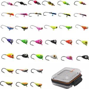 알리치노 얼음 낚시 지그 세트 팬피쉬 크레이피 월레이 농어 송어 블루길을 위한 마이크로 헤드 후크