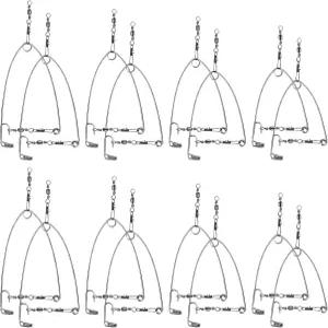 치바오 16피스 자동 얼음 낚시 바늘 장치 스테인리스 스틸 스프링 적재 덫 트래핑 장비 작동 도구와 생존