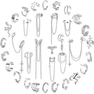 플로리데코 이어커프 귀걸이 세트 여성용 조절 가능한 가짜 비 피어싱 이어링