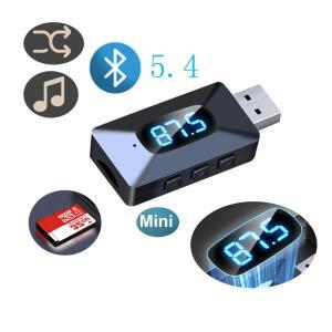 2-in-1 자동차 차량용 호환 블루투스 미니 USB 송신기 수신기 TF LED 디스플레이 핸즈프리 통화 키트 FM 라