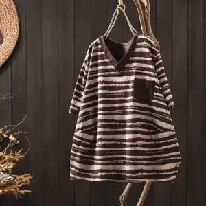 여자 프린트티 여름 레터링 프린트 브이넥 스트라이프 티 반팔 빅사이즈 맨투맨 원픽2