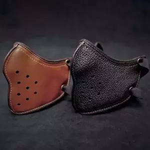 GPCROSS 오토바이 레트로 마스크 PU 가죽 빈티지 오토바이 타기 마스크 Halley 용 블랙 브라운 펑크 스타일