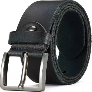 두파이 남성용 순정 가죽 캐주얼 벨트 - 풀 그레인 선물 상자가 있는 1.5인치 수제 청바지