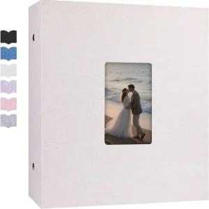 초대형 용량 사진 앨범 4x6 1000 포켓 리넨 커버 및 전면 창문 가로 세로 1000장 가족 결혼 기념 휴가용