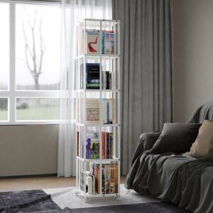 회전책장 360도 바퀴달린 거실 6단 5단 책꽂이 보관 선반 코너 틈새 회전식