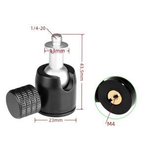1/4 ~ 3/8 M5 M6 나사 미니 볼 헤드 어댑터 360 ° Gopro OSMO용 호환 Raion 마운트 폰 브래킷 삼각대 모니