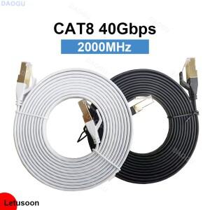 40Gbps Cat8 이더넷 케이블 RJ 45 10 15 20 미터 8 2000MHz 고속 인터넷 플랫 네트워크 흰색 8m 5m 3m 2m 1