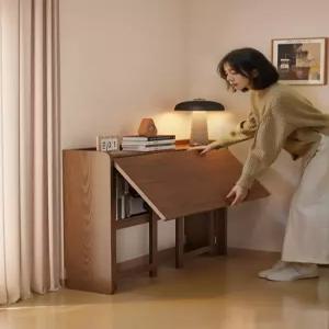 책상 테이블 공간활용 접이식 데스크 원룸 작업대 우드 간이 활용 선반 서재