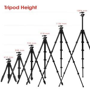 KINGJOY 55인치 경량 삼각대 알루미늄 컴팩트 360도 볼 헤드 퀵 트래블 폰 소니 호환/니콘 호환/캐논 호환