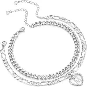 여성용 ABDOT 다인티 골드 발목 팔찌 14K 도금 하트 초기 발찌 스태커블 쿠바 피가로 체인 방수용