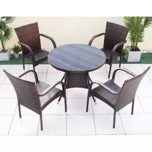 라탄 야외 테이블 4인용 세트 커피숍 정원 옥상 마당