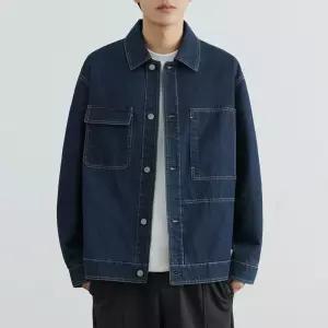 남성용 데님 캐주얼 세미 봄가을 청자켓 집하프 루즈핏 코트 재킷 칼라 원픽3