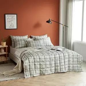 TBZ 더크린 체크 사계절 이불패드 SS그린