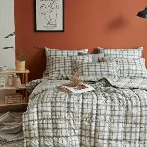 TBZ 더크린 체크 사계절 이불패드 SS그레이