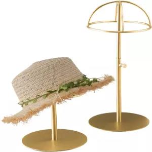 맥케시온 모자 진열대 2PCS 스테인리스 스틸 황금 조절 높이 부티크 소매점용 랙 지문 저항성 금속