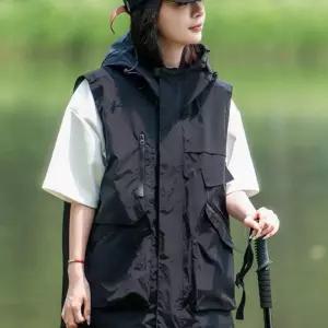 바람막이 야상 조끼 여성 루즈핏 후드 블랙 간절기 엄마