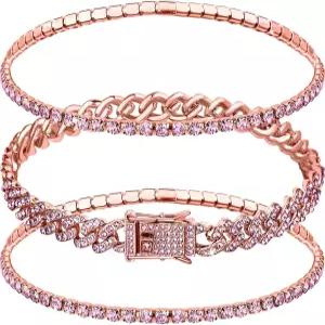 여성용 수리오 3개 발찌 팔찌 조절 가능한 다이아몬드 테니스 쿠바 스타일의 웨딩 패션 선물용 링크