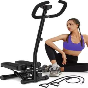 운동용 핸들바가 있는 아미쿠스 미니 스테퍼 저항 밴드가 계단 가정용 유압 피트니스 330파운드 무게 용량