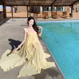 여자 원피스 하계 소매 바캉스룩 롱스커트 쉬폰 원픽2