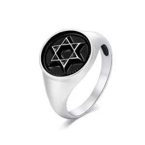Lattd Star of David Ring 925 스털링 실버 메간 유대인 스타 반지 이스라엘 주얼리 남성용 남편, 순은, 보