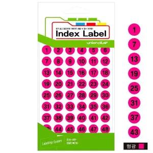 원형 숫자 형광스티커 12mm 형광핑크 UL2307LP 12매입