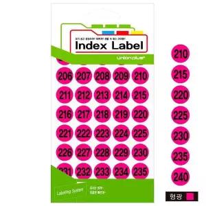 원형 숫자 형광스티커 16mm 형광핑크 UL2309LP 12매입