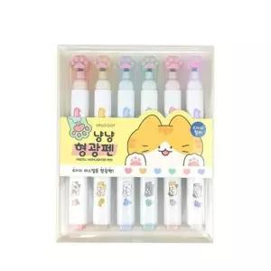 핑크풋 형광펜 6색세트 공부 필기용 형광마커 다꾸 문구류 학업