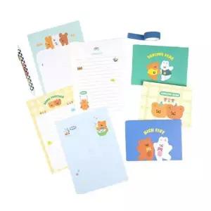 핑크풋 댄싱베어 디자인 편지세트 메시지 카드 엽서 우편 봉투