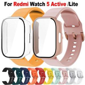 Xiaomi Redmi Watch 5 Active Lite 용 케이스가있는 22mm 실리콘 스트랩 스마트 시계 손목 밴드 PC 케이스