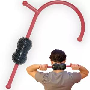 롤러 지팡이 마사지기 2-in-1 마사지 스틱 트리거 포인트 깊은 조직 근막 분비 및 근육 을 위한 고무 공